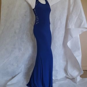 LA Scala USA Blue Formal, with Sequence Lace Back